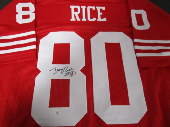 Jerry Rice of the San Francisco 49ers signed autographed football jersey PAAS COA 093