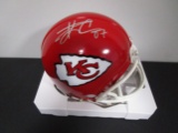 Travis Kelce of the Kansas City Chiefs signed autographed mini football helmet PAAS COA 792