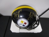 Ben Roethlisberger JuJu Smith Schuster of the Steelers signed mini football helmet PAAS COA 957