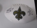 Drew Brees Michael Thomas of the New Orleans Saints signed logo football PAAS COA 636