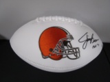 Jim Brown of the Cleveland Browns signed autographed logo football PAAS COA 070