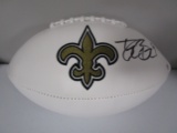 Drew Brees of the New Orleans Saints signed autographed logo football PAAS COA 634