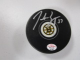 Patrice Bergeron of the Boston Bruins signed autographed logo hockey puck PAAS COA 782