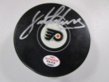 Eric Lindros of the Philadelphia Flyers signed autographed logo hockey puck PAAS COA 807