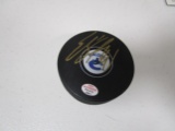 Elias Pettersson of the Vancouver Canucks signed autographed logo hockey puck PAAS COA 011