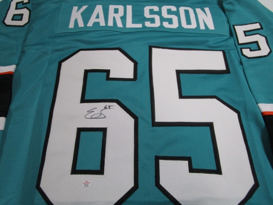 Eric Karlsson of the San Jose Sharks signed autographed hockey jersey PAAS COA 423