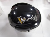 Mario Lemieux of the Pittsburgh Penguins signed autographed hockey mini helmet COA 796
