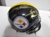 Terry Bradshaw Lynn Swann of the Pittsburgh Steelers signed football mini helmet COA 953
