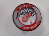 Nicklaus Lindstrom of the Detroit Red Wings signed autographed hockey puck PAAS COA 853