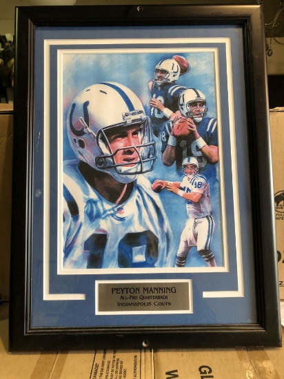 Framed Peyton Manning Art Piece