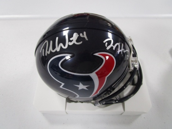 Deshaun Watson DeAndre Hopkins of the Houston Texans signed football mini helmet COA 896