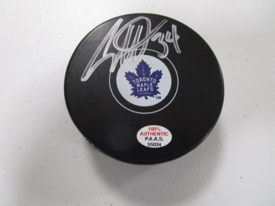 Auston Matthews of the Toronto Maple Leafs signed autographed hockey puck PAAS COA 034