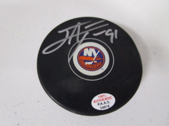 John Tavares of the NY Islanders signed autographed hockey puck PAAS COA 818