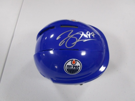 Conner McDavid of the Edmonton Oilers signed autographed mini hockey helmet PAAS COA 791