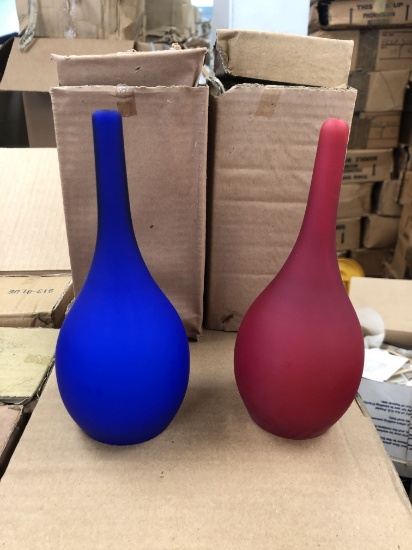 lot of (32) Red and Blue Murano Lamp Domes.