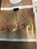 Large Hanging Wire Chandelier with Floral Domes