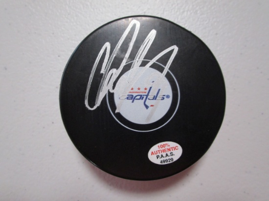 Alexander Ovechkin of the Washington Capitals signed autographed logo hockey puck PAAS COA 929