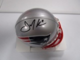 Julian Edelman of the New england Patriots signed autographed mini football helmet PAAS COA 159