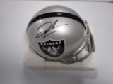 Derek Carr of the Oakland Raiders signed autographed mini football helmet PAAS COA 858