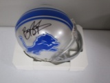 Barry Sanders of the Detroit Lions signed autographed mini football helmet PAAS COA 064