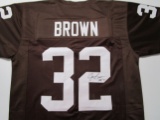 Jim Brown of the Cleveland Browns signed autographed football jersey PAAS COA 755