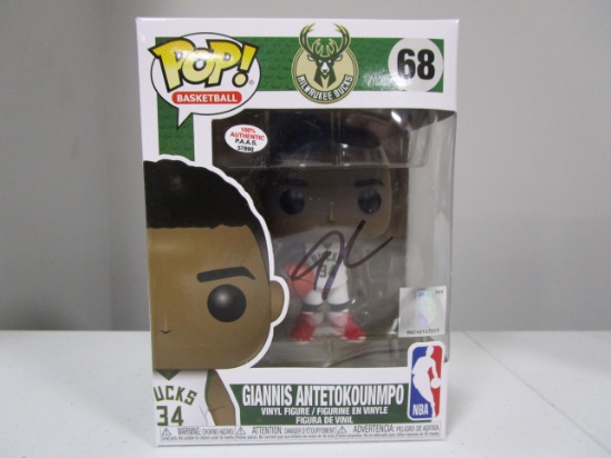 Giannis Antetokounmpo of the Milwaukee Bucks signed POP Funko Vinyl Figure PAAS COA 890