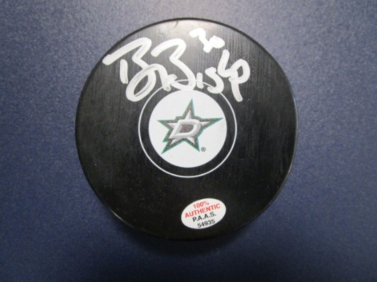 Ben Bishop of the DAllas Stars signed autographed logo hockey puck PAAS COA 935