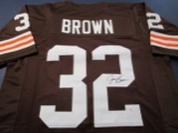Jim Brown of the Cleveland Browns signed autographed football jersey PAAS COA 754