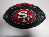 Jimmy Garoppolo George Kittle of the San Francisco 49ers signed black logo football PAAS COA 613