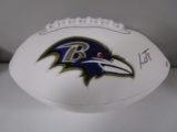 Lamar Jackson of the Baltimore Ravens signed autographed logo football PAAS COA 616