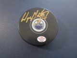 Wayne Gretzky of the Edmonton Oilers signed autographed logo hockey puck PAAS COA 942