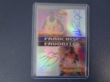 Shaquille O'Neal Magic Johnson LA Lakers signed 2001 Bowmans Best Franchise Favorites card