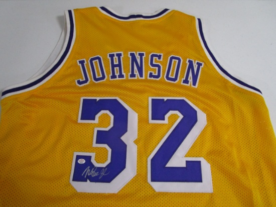 Magic Johnson of the LA Lakers signed autographed basketball jersey PAAS COA 345