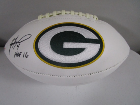 Brett Favre of the Green Bay Packers signed autographed logo football PAAS COA 604