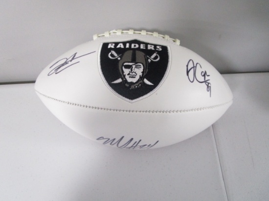 Derek Carr Marshawn Lynch Amari Cooper of the Raiders signed logo football LEGENDS COA 719