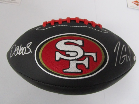 Jimmy Garoppolo Deebo Samuels of the San Francisco 49ers signed black logo football PAAS COA 611