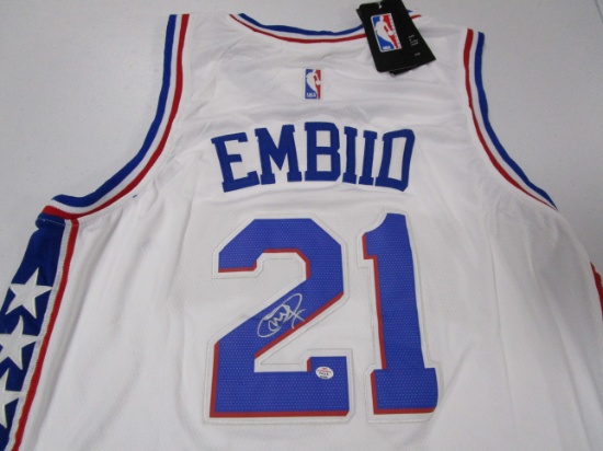 Joel Embiid of the Philadelphia 76ers signed autographed basketball jersey PAAS COA 488
