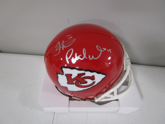 Patrick Mahomes Tyreek Hill of the Kansas City Chiefs signed mini football helmet PAAS COA 659