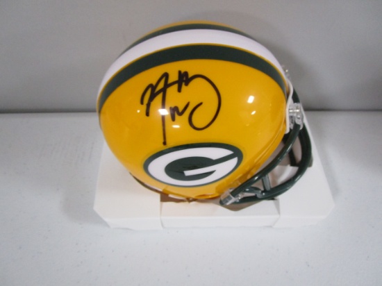 Aaron Rodgers of the Green Bay Packers signed autographed mini football helmet PAAS COA 841