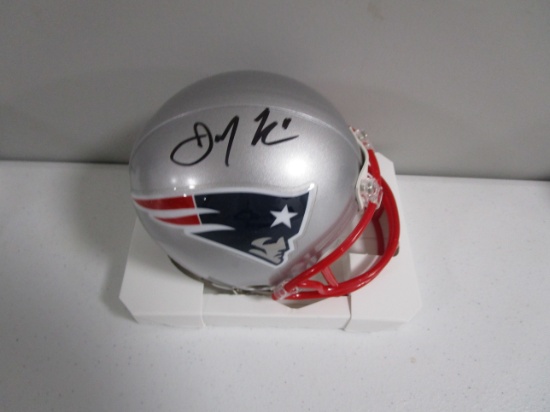 Julian Edelman of the New England Patriots signed autographed mini football helmet PAAS COA 161