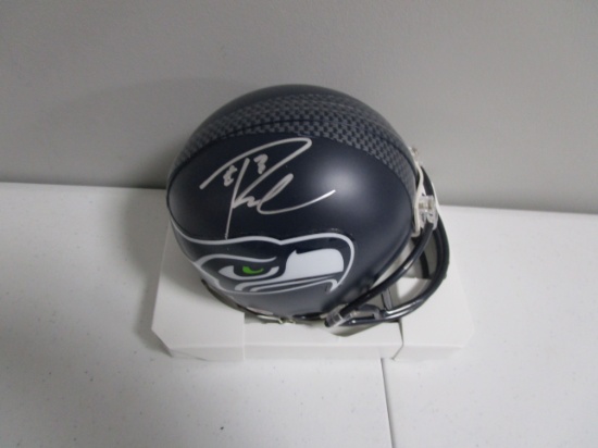 Russell Wilson of the Seattle Seahawks signed autographed mini football helmet PAAS COA 865