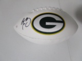 Aaron Rodgers of the Grrren Bay Packers signed autographed logo football PAAS COA 961