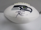 Russell Wilson of the Seattle Seahawks signed autographed logo football PAAS COA 543