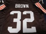 Jim Brown of the Cleveland Browns signed autographed football jersey PAAS COA 787