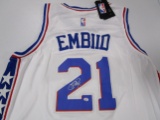 Joel Embiid of the Philadelphia 76ers signed autographed basketball jersey PAAS COA 488