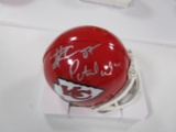 Patrick Mahomes Travis Kelce of the Kansas City Chiefs signed mini football helmet PAAS COA 653