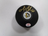 Mario Lemieux of the Pittsburgh Penguins signed autographed hockey puck PAAS COA 917