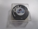 Milian Hejduk of the Colorado Avalanche signed autographed hockey puck TOPPS COA