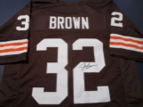 Jim Brown of the Cleveland Browns signed autographed football jersey PAAS COA 795
