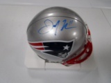 Julian Edelman of the New England Patriots signed autographed mini football helmet PAAS COA 163